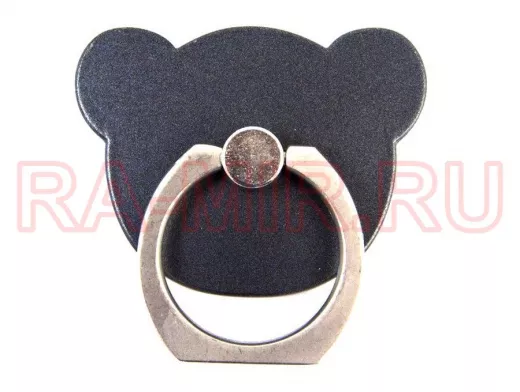 Подставка  для смартфона мини, универсальный,  "Кольцо-Мишка", квадрат, серый