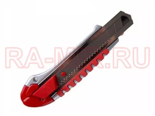 Нож с сегментированным лезвием 25 мм, металлический обрезиненный корпус, с дополн. замком на  лезвии