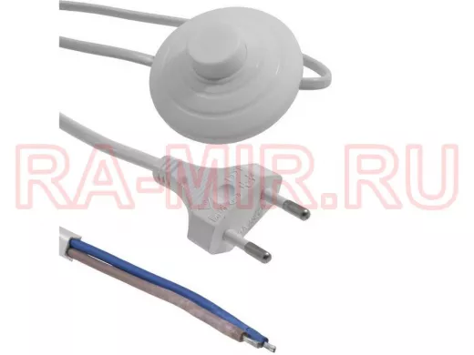 Сетевой шнур с выключателем для бра 2.5 метра 2x0.75мм "ABI 196304" белый