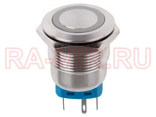 Кнопка  антивандальная диаметр 22мм  12В Фикс (6с) ON-OFF/OFF-ON подсв/зеленая  REXANT