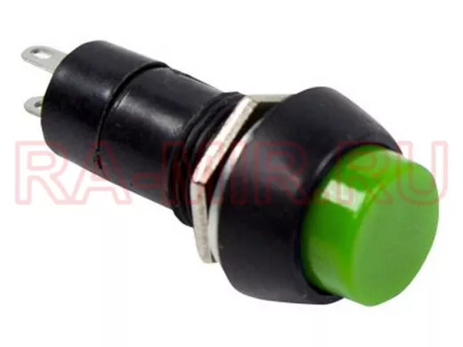 Выключатель-кнопка  250V 1А (2с) (ON)-OFF  Б/Фикс  зеленая  REXANT