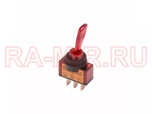 Тумблер 12V 20А (3c) ON-OFF однополюсный  с красной подсветкой 36-4370-01 (БЛИСТЕР) 1шт
