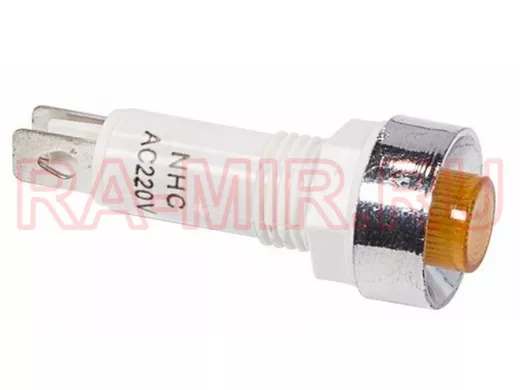 Лампа индикаторная  диаметр 10  220V  желтый  REXANT, c ОТРАЖАТЕЛЕМ