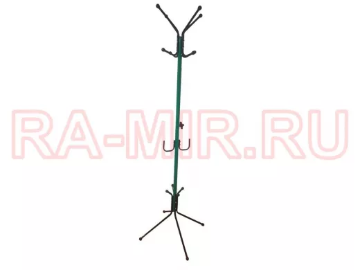 Вешалка напольная "VENAP-3 LORD" ЗЕЛЁНЫЙ/ЧЁРНЫЙ разборная 8 крючков сверху и 2 крючка под сумки