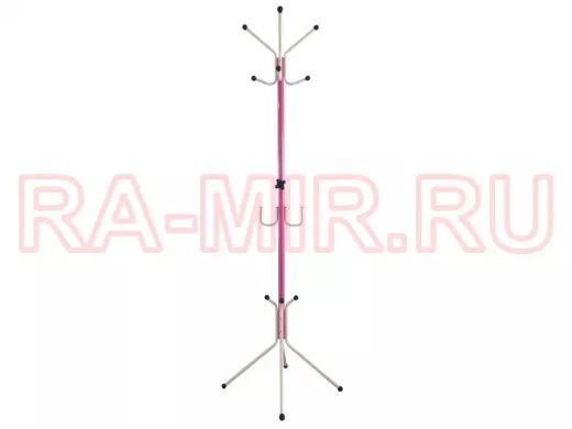 Вешалка напольная "VENAP-3 ZAYKA" РОЗОВЫЙ/БЕЛЫЙ, разборная 8 крючков сверху и 2 крючка под сумки