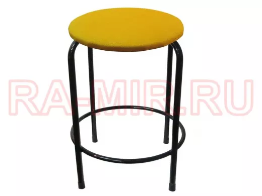 Табурет с подставкой для ног и полкой "TABURETTO-20332" круглое сиденье, чёрные, жёлтый, ткань