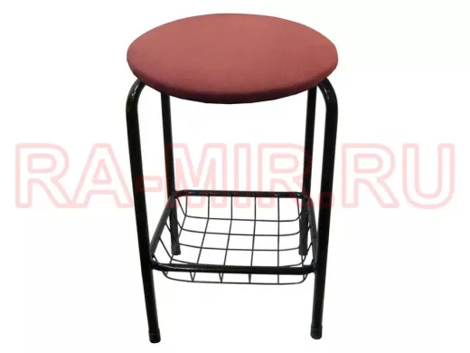 Табурет с подставкой для ног и корзинкой для вещей "TABURETTO-20404" чёрные ножки, бордовый, ткань