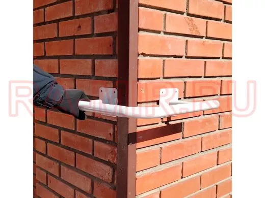 Поручень угол 90гр, наружний, 40х40см "ПоручПро-217108" вылет 16см, серый, 2 опоры, диаметр 32мм