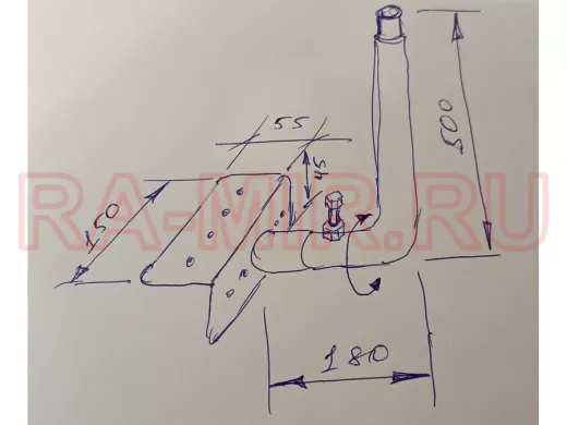 Кронштейн антенный на торец крыши, поворотный, вверх 50 см, обжат, 5х15см "ТОРЕЦКРЕП-217472" черный