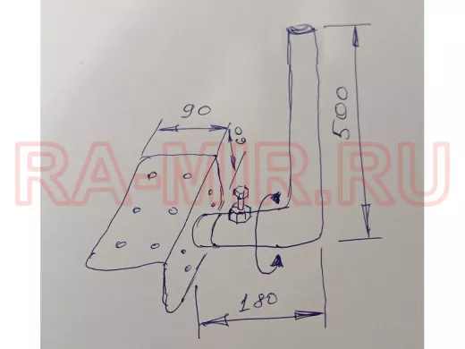 Кронштейн антенный на торец крыши, поворотный, вверх 50 см, 9х15см "ТОРЕЦКРЕП-217487" серый, 32мм