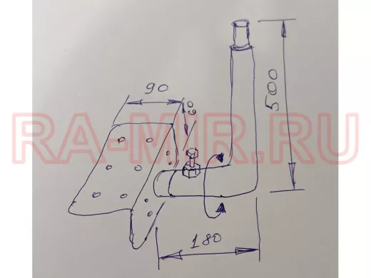 Кронштейн антенный на торец крыши, поворотный, вверх 50 см, 9х15см, обжат "ТОРЕЦКРЕП-217491" серый