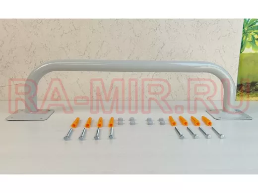 Поручень прямой 60см "ПоручПро-217678" пристенный, для дома и улицы, вылет 16см, серый, диаметр 32мм