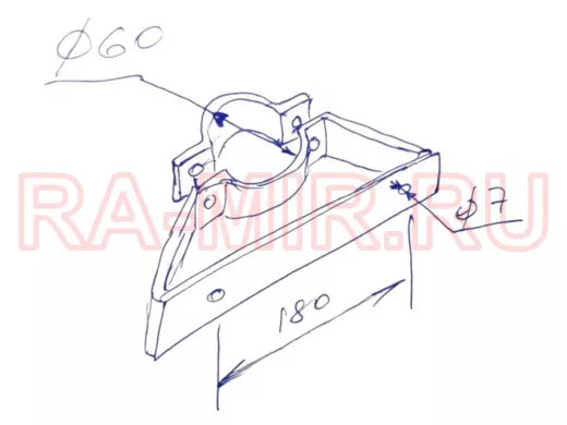 "ПрожеКреп-217831" кронштейн для прожектора на трубу, мачту диаметром 60мм, шаг 18см, сталь, серый
