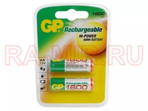 Аккумулятор AA 1600 mAh 1,2В GP 160AAHC-1C2 Ni-Mh (цена за 1 элемент)