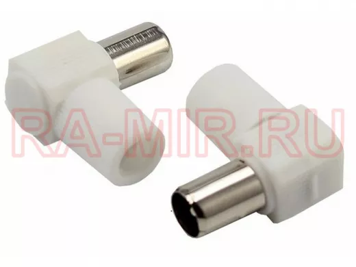 Разъем штекер TV без пайки белый угловой  REXANT