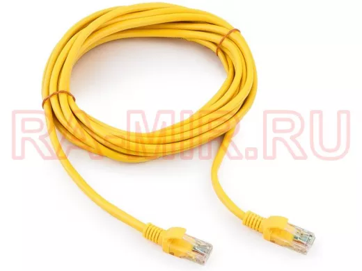 Патч-корд Cablexpert PP10-5M/Y кат.5, 5м, медный UTP литой, многожильный (жёлтый) PP10-5M/Y