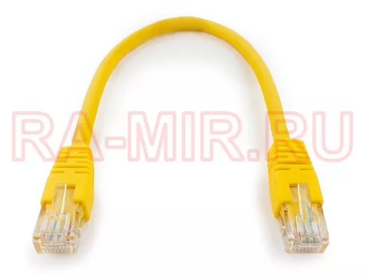 Патч-корд Cablexpert PP6U-0.25M/Y кат.6, 0.25м, UTP, литой, многожильный (жёлтый) PP6U-0.25M/Y