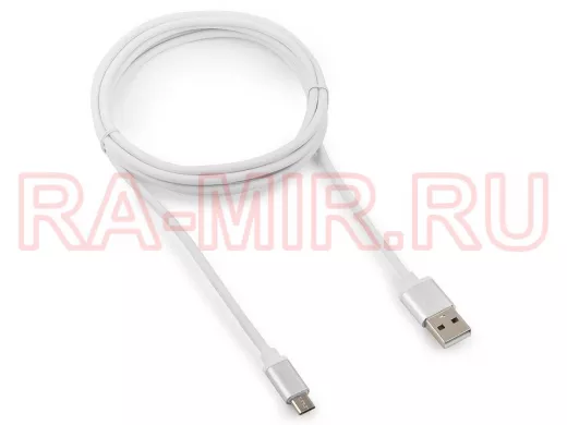 Кабель микро USB (AM/microBM)  1.8 м Cablexpert CC-S-mUSB01W-1.8M, USB 2.0, серия Silver,белый