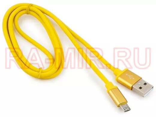 Кабель микро USB (AM/microBM)  1.0 м Cablexpert CC-S-mUSB01Y-1M, USB 2.0,серия Silver,желтый