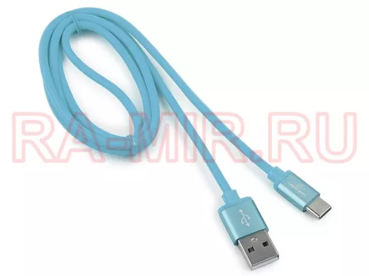 Шнур USB / Type-C Cablexpert CC-S-USBC01Bl-1M, AM/Type-C,серия Silver, длина 1м,синий,блистер,2,0