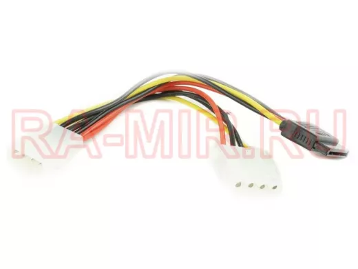 Кабель питания SATA Cablexpert CC-SATA-PSY2, 15см, molex 4pin/molex4pin+sata 15pin, на 2 устр. CC-SA