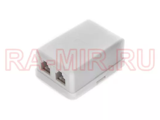Розетка телефонная TA-102 RJ-11 (6P4C) внешняя 2 порта, белая TA-102