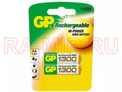 Аккумулятор AA 1300 mAh 1,2В  GP  130AAHC BL-2  NiMH