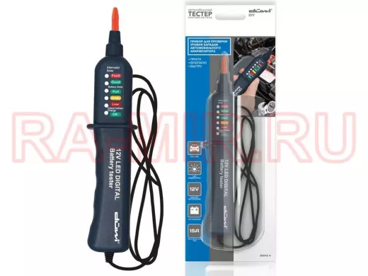 Тестер аккумулятора автомобильный, DIY, блистер, duwi