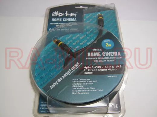 BW3012-F  Высококач. видеокабель S-VHS GOLD вилка/S-VHS GOLD вилка, двойной экран, мет.,2.0м 4pin