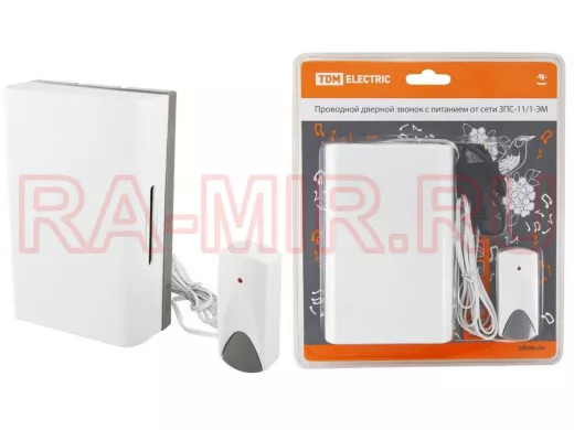 Звонок проводной TDM ЗПС-11/1-ЭМ (эл.мех, кнопка IP30, АС 230 V)