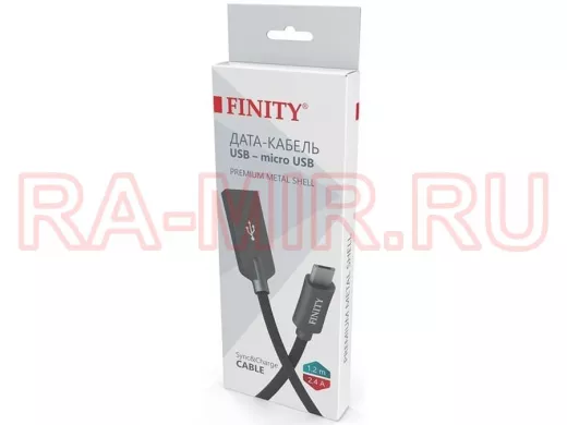 Кабель микро USB (AM/microBM)  1.2 м FINITY FUM-07 Premium Series, круглый, 2.4A,  цвет: черный