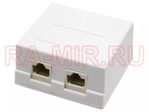 Розетка для витой пары 8р8c 2порта UTP 5  кат. накладная  2 порта BP030 (на блистере)