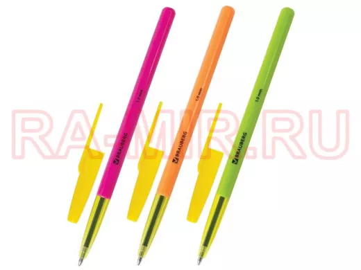 Ручка шариковая "BR-74760" Color, СИНЯЯ, корпус ассорти, узел 1мм, линия письма 0,5мм