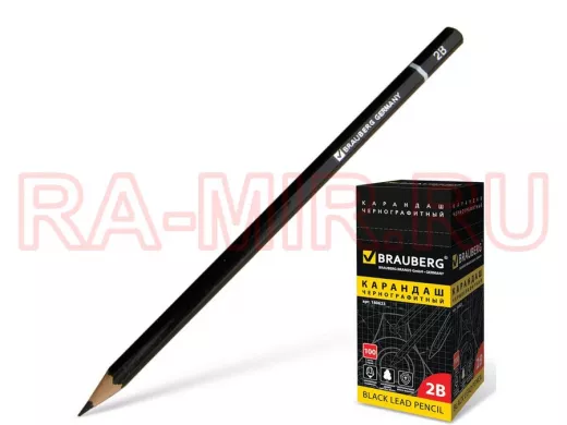 Карандаш чернографитный "BR-75506" , 1 шт., "Touch line", 2В, без резинки, корпус черный, заточ