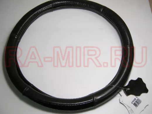 Оплетка на руль 40 см. L 4793B кожа коричневая+"змея светлая" вставка сверху "гладкая"