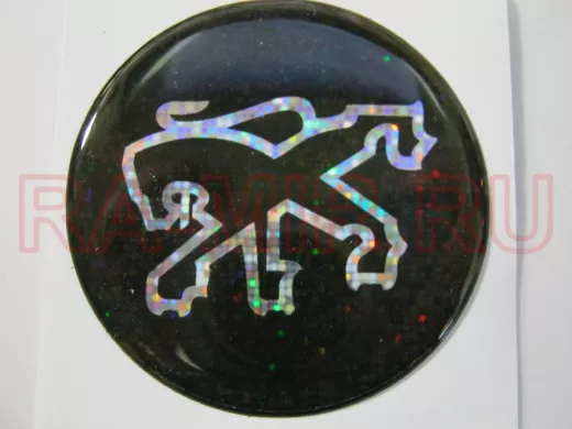 наклейка (объемная) "На колпаки "Peugeot"наружная голограф.,(цвет черный), (комплект 4 шт.),диам.4см