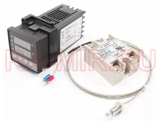 Термореле REX-C100 в комплекте с термопарой, SSR-40DA