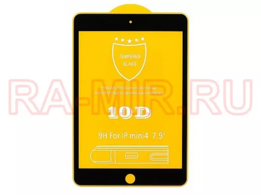 Защитное стекло для планшета, App iPad mini 4/5, Full GC, тех.пак, чёрное