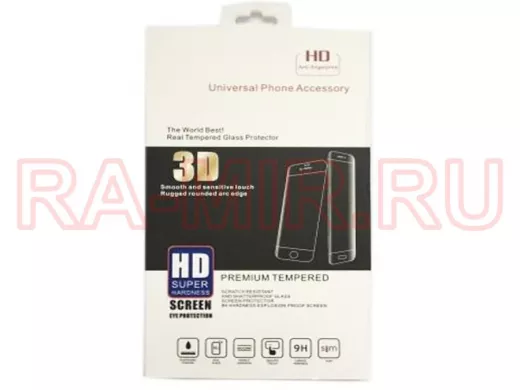 Стекло защитное iPhone  6/6S, 3D HD Super, чёрное