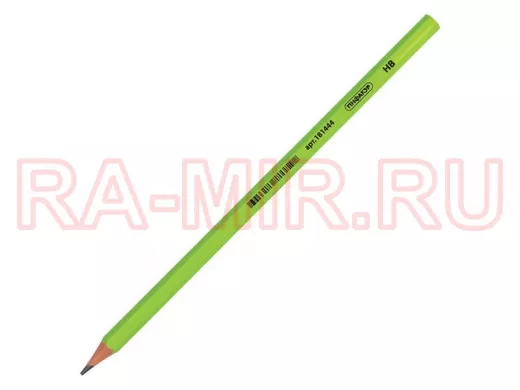 Карандаш чернографитный "BR-90064" , 1 шт., НВ, пластиковый, корпус салатовый, без резинки